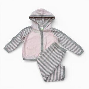 NWT Angel Dear Baby Girl Hoodie Set 6M Pink Gray Cotton Loungewear Cute Pastel
